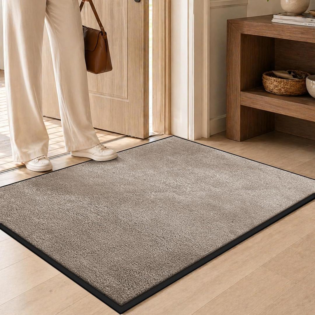 Mibao Super Absorbent Front Door Mat, 72" x 24", Non-Slip Washable Indoor Doormats, Low Profile Entryway Rug Outdoor, Dirt Resistant Welcome Mats for Front and Back Door Entrance, Beige