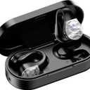 aigo Open Ear Earbuds, Wireless Bluetooth Earphone, Clip on Headphones, Over The Ear Earbuds for Fitness Running Gym Workouts, Built-in Mic, Wireless Charging, Black Headset