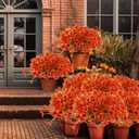 30 Bundles Artificial Fall Flowers for Outdoors Fake Faux Fall Flowers for Decoration No Fade Plastic Flowers in Vase for Thanksgiving Xmas Decor Garden Patio Porch Window Home Wedding (Orange)