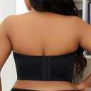 SEA BBOT Women Longline Strapless Bra Full Coverage Corset Bra Hide Back Fat (Black, 34D)