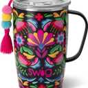 Swig Life 18oz Travel Mug, Lightweight Insulated Tumbler with Handle and Lid, Cup Holder Friendly, Dishwasher Safe, Stainless Steel, Travel Coffee Cup (Caliente)