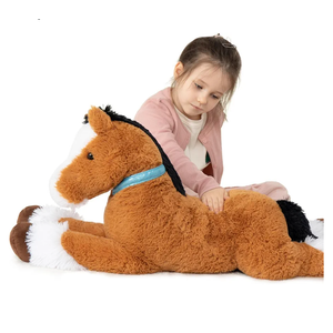 MaoGoLan Giant Horse Stuffed Animal, Large Horse Plush Toy for Girl Boy Kids, Big Ridable Stuffed Pony Plush Pillow for Easter Birthday Gifts or Baby Shower Party Favor Decor, 33 inches, Tan