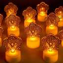 HAIDOLIANG 6PCS Flower Tea Lights Candles(Ironwork), LED Flameless Candles Battery Operated for Holiday Gifts, Led MINI Electric Faker Votive Tealight Candles for Desk, Birthday Decorations