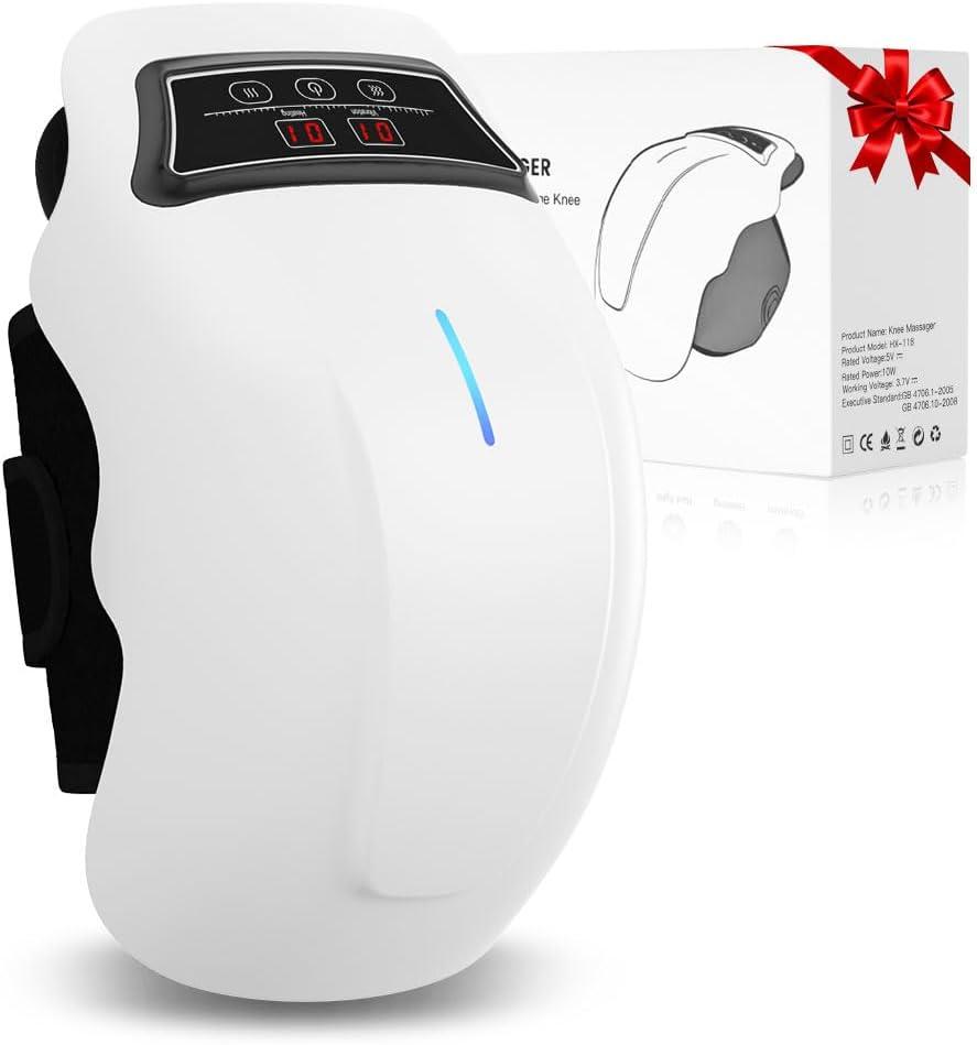 PRURYE Portable Knee Massager with Heat - Wireless Knee Warmer Wrap for Post-Exercise Relax & Daily Comfort, 9x9 Levels Setting, Ideal Gift for Parents & Seniors