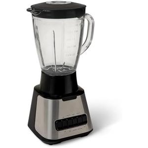 Amazon.com: Amazon Basics 6-Cup (50 Fl. Oz) Countertop Blender, with 6 Pre-Programmed Functions, Pulse, Ice Crush, Stainless Steel Blades, Glass Jar, Up to 700W, Black & Silver: Home & Kitchen