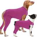 Nanaki Dog Wound Care Shirt - Sleeved Dog Recovery Suit To Stop Licking, Female-Male Surgery Onesie For Wound Healing, Purple, Size L