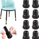 Extra Small Chair Leg Floor Protectors, 16PCS Silicone Chair Leg Caps, Felt Chair Leg Pads for Hardwood Floors, Round Metal Barstool Leg Floor Protectors, Anti-Scratches & Noice(Black, Fit:0.5"-0.75")