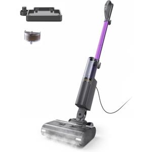 Steam Mop for Floor Cleaning, Lightweight Electric Mop with Deep Steam, Self-Cleaning, NA-IX Limescale Protection, Power-Assisted Drive, 180 Lie Flat & LED Light for All Sealed Hard Floors (Dark Gray and Purple)