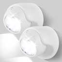 Motion Sensor Outdoor Lights - Outdoor Motion Sensor Light Battery Operated Wireless Spotlight Motion Detector Security Light Auto On Off for Sheltered Porch Stair Hallway Garage Wall Shed (2 Pack) (White)