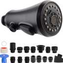 Hibbent Pull Down Kitchen Faucet Head Replacement, NSF/ANSI/CAN 61 & CUPC Certified 3-Function Sink Spray Nozzle with 15 Adapters Compatible with Moen, Delta, Kohler Faucets - Oil-Rubbed Bronze