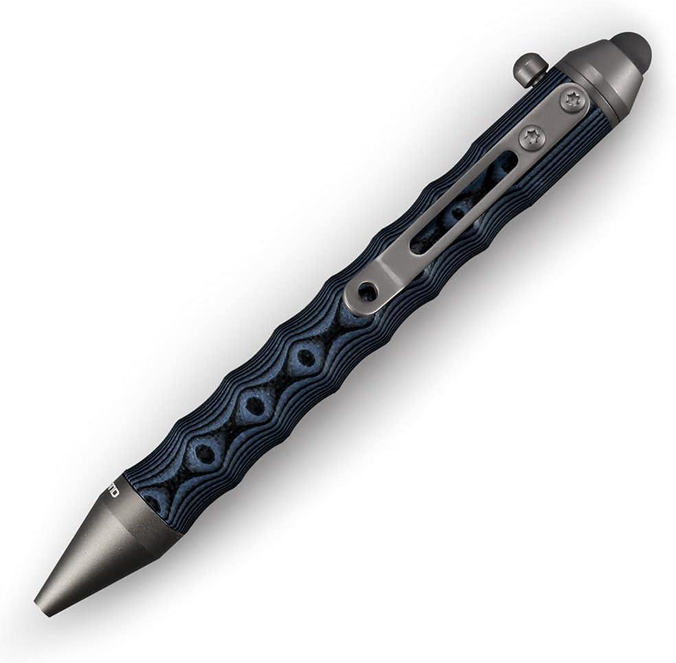 Cool Hand 4.5'' Bolt Action Pens, EDC Ballpoint Ink Refillable, Stylus for Touch Screen, Ergonomic Grip, Hold in Texture with Finger Grooves (Navy/Black)