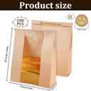 100 Pcs Bread Bags for Homemade Bread Sourdough Bags Paper Kraft with Window 14" x 8.3" x 3.5" with Tin Strip and 500 Pcs Seal Stickers for Cookies Coffee Beans and Bakery