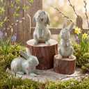 Thyle 3 Pcs Easter Bunny Figurines Distressed Terracotta Rabbit Figures Vintage Resin Easter Bunnies Statue Farmhouse Table Decor for Home Spring Party