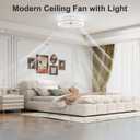 VOLISUN Low Profile Ceiling Fans with Light and Remote, 19.7in Fandelier Ceiling Fan with Light, 3000K-6500K Dimmable Flush Mount LED Ceiling Fan Light, White Modern Ceiling Fan Light for Bedroom