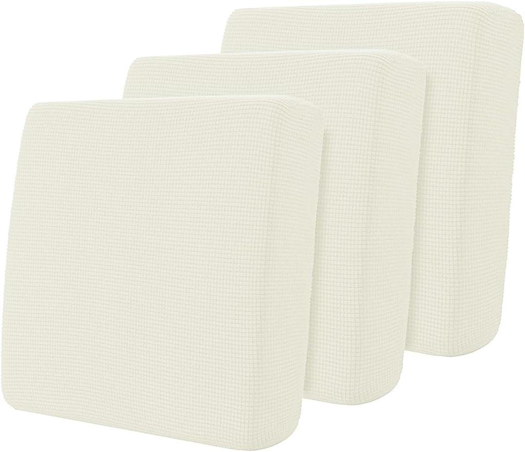 Hokway Stretch Couch Cushion Covers, 3 Piece Individual Sofa Cushion SlipcoversJacquard Sofa Seat Slipcover Set, Non-Slip Protector for Cushion (Creamwhite,Small-3PC)