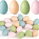 24 Pcs Easter Speckled Eggs, 2.4in 4 Colors Plastic Speckled Eggs and Vase Filler Faux Chicken Eggs for Easter Decorations Basket Filler Vase Decorating