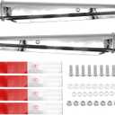 Chrome Straight Spring Loaded Mud Flap Hanger Fit for Semi Trucks, 2-1/2" 2.5" Bolt Spacing,30" Length with Reflective Strip Sticker, Right & Left Side, 2PCS