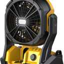 Battery Operated Fan, for DeWalt 20V Max Battery, Camping Fan Cordless, Option for Corded, with LED Lights, Variable Speed, Hook for Hanging, for Jobsite, Black(Battery Not Included)