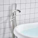 Senlesen Bathroom Single Handle Freestanding Bathtub Faucet Floor Mounted Waterfall Tub Filler with Hand Shower Set Brushed Nickel Finished