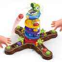 Dinosaur Ball Drop Toys for 3 4 5 6 7 8 Years Old Kids, Dino Spin Twister Toddlers Toy, Shoot Balls Toddler Montessori Toys Gifts for 1-6 Year Old Boys Girls, 4 Players PK Mode