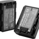SR NP-FZ100 Battery 2250mAh (2-Pack) for Sony NPFZ100 Z-Series Rechargeable Battery Pack for Alpha A7 III, A7R III, A9, A9R, A9S Digital Cameras