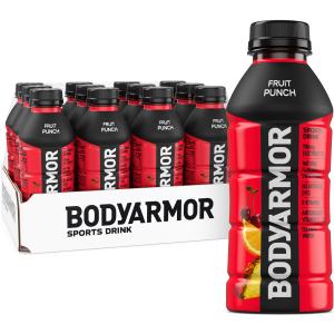 BODYARMOR Sports Drink Sports Beverage, Fruit Punch, Coconut Water Hydration, Natural Flavors With Vitamins, Potassium-Packed Electrolytes, Perfect For Athletes, 16 Fl Oz (Pack of 12) BBD: September 17 2025