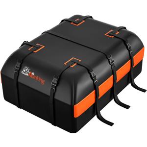 Car Rooftop Cargo Carrier Bag, 15 Cubic Feet Waterproof Heavy Duty 840D Car Roof Bag for All Vehicle with/Without Racks - Anti-Slip Mat, 6 Door Hooks, Storage Bag, 2 Extra Straps, Luggage Lock