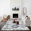 FinRc 4x6 Rugs for Living Room, Washable Vintage Floral Bedroom Rug, Non-Slip Low Pile Area Rug, Ultra-Thin Foldable Accent Indoor Carpet for Kitchen Dining Room Kids Room Home Office Grey