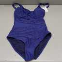 Women's Sexy Mesh Tummy Control Swimsuits V Neck Push Up One Piece Bathing Suits Slimming Swimwear (Blue, M)