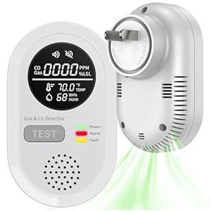 BujiSwor 8in1 Portable Carbon Monoxide Detectors Plug in with Gas & Environment Sensor for Home, RV, Apartment Safety