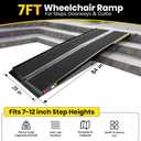 7 Feet Portable Wheelchair Ramp with Sopport Legsk, Black Seamless Non-Slip Aluminum Folding Handicap Ramp,Threshold Ramp for Doorways, Wheel Chair Ramp for Home Steps
