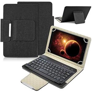 DETUOSI Universal 8.0 inch Android Tablet Case with Keyboard, Removable Wireless Bluetooth Keyboard + PU Leather Folio Book Cover + Stand, Travel Portable Sleeve for iOS/Android/Windows System Tablet Black