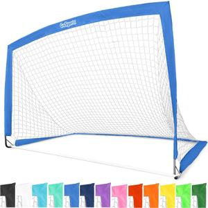 GoSports Portable Soccer Goals for Kids - 13 Color Options - Choose 4 x 3 ft or 6 x 4 ft - Team Tone Pop Up Nets for Backyard (Royal Blue)