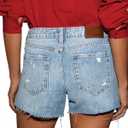 MINGALONDON Women's Denim Shorts Summer Mid Waist Ripped Raw Cut Hem Distressed Stretchy Jean Shorts (XXL)