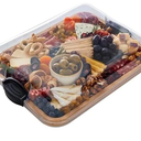 Farberware Build-A-Board Bamboo Cutting Board with Single Storage Compartment, Clear Locking Lid, Black Handles, Perfect for Charcuterie & Snacks