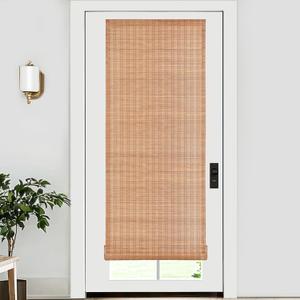 LazBlinds No Tools No Drill Bamboo Roller Shades, Cordless Bamboo Blinds, Light Filtering Roll Up Blinds for Windows, French Door, Porch or Patio, 26'' W x 70'' H, Ceylon Light Russet