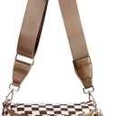 Black and White Checkered Crossbody Bum Bag for Women,Spacious Checkered Purse Fanny Packs Belt Bag Sling Bag with Shoulder Strap (Brown Checkered)