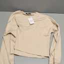 Trendy Queen Cropped Sweatshirts for Women Oversized Crewneck Sweaters Long Sleeve Tops Fall Winter Clothes 2026 Apricot, Size M