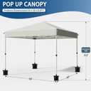 10×10FT Pop Up Canopy with One Push Setup,Heavy Duty Waterproof Folding Tent for Camping Parties Events Parties,Outdoor Canopy,Portable Sun Shelter,3 Adjustable Height,Beige