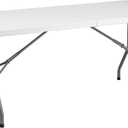 Flash Furniture Elon 6' Rectangular Plastic Folding Event Table with Carrying Handle, Bi-Fold Banquet Table for Indoor/Outdoor Events, White