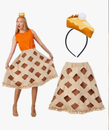 Women's Pumpkin Pie Tutu Skirt with Funny Pumpkin Pie Food Hat Thanksgiving Headband Adult Cosplay Party Accessory Only skirt Medium