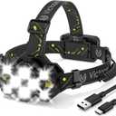 Victoper Headlamp Rechargeable, High Lumen Bright 10 LEDs Head Lamp, 8+2 Modes Head Light with Red Light for Adult, Waterproof Head Flashlight for Outdoor Running, Hunting, Camping, Hiking