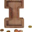 Wooden Money Bank Personalized Letters Coin Bank Text Engraved Money Box Wooden Coin Bank ?Gift for Kids Christmas Birthday Gift Home Decoration (I)