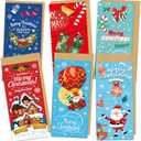 Christmas Money Holders for Cash Gift with Envelopes 24 Pack, 6 Festive Designs for Holiday Cash & Gift Card Presentation, Blue