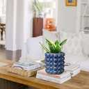 6 Inch Ceramic Planter Pot for Indoor Plants with Drainage Hole Bubble Flower Planter Hobnail Plant Pot Garden Planter Blue Succulent Plant Pot Utensil Holder