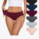 coskefy Women's Underwear Cotton Hipster Panties Low Rise Briefs Soft Strench Breathable Ladies Bikini Underwear 6 Pack M