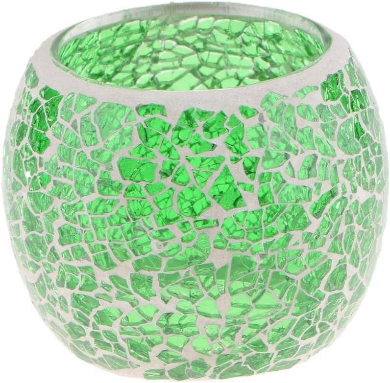 misppro Mosaic Glass Candle Holder Moroccan Style Tealight Votive Candelabra Home Decor 3.35inch Dia