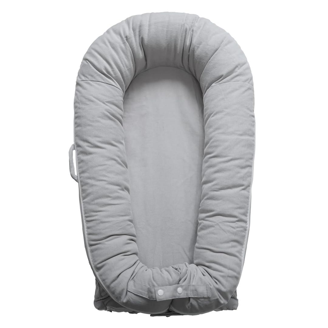 Deluxe Infant Lounger, Baby Nest Cover for Baby Girls & Boys, Newborn Essentials for Baby 0-12 Months, 100% Cotton, Portable Travel Bed (Corduroy Cotton, Gainsboro)