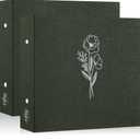 Lanpn Scrapbook Photo Album 12x12 2 Packs, Linen Cover Archival Acid Free Top Load 3 Ring Binder Folder Photo Book 12 x 12 with 30 Plastic Sleeves 60 Pages Green