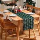 3 x Christmas Tree Soft Plush Faux Fur Christmas Table Runner Winter Holiday Kitchen Dining Table Decoration for Home Party Decor (Green, 13X72 Inch)
